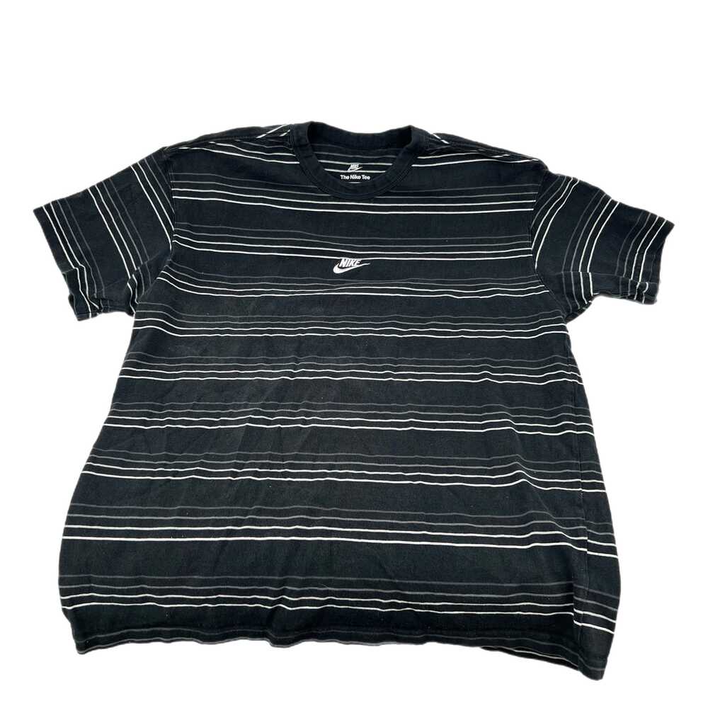 Nike Black Striped Cotton T-Shirt | Men’s Regular Size L
